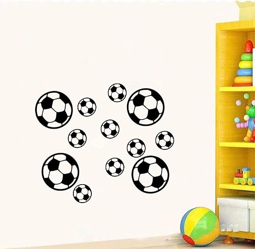 LZYMSZ 12 calcomanías de pared de fútbol, decoración de pared extraíble, disponible en 2 tamaños, calcomanías para niños, sala de estar, fanáticos