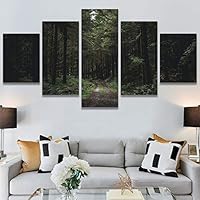 SIGNWIN 5 Panel Canvas Wall Art Rustic Woods for Home Decorations Ready to Hang - 60