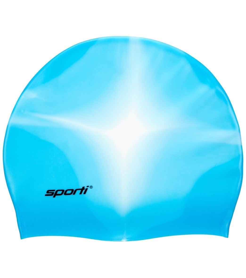 Sporti Multi Color Silicone Swim Cap - Blue