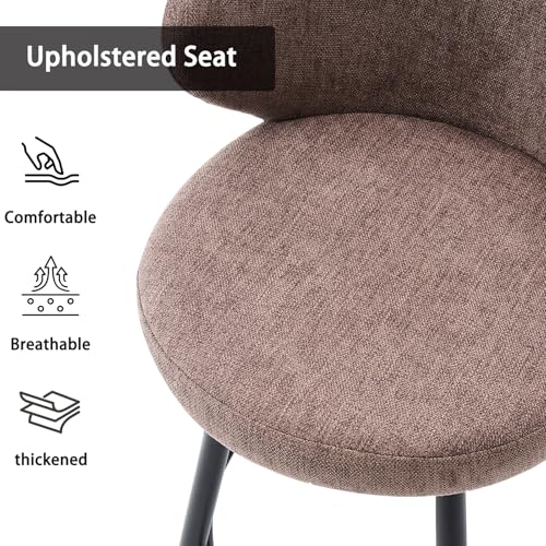 Image of Bar Stools Set of 2, 360 Swivel Breathable Fabric Kitchen Counter Height Stools, 26 inch Upholstered Bar Chair for Kitchen Islands, Restaurant, Brown