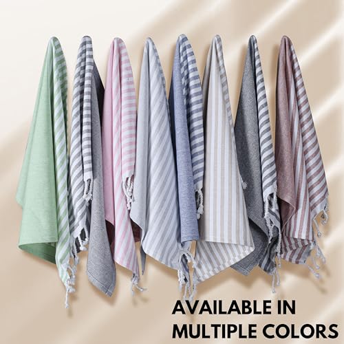 Image of Turkish Kitchen Towels 18x26 Inches with Tassels - 4 Pack - Ultra Absorbent, Durable, Soft 100% Cotton Dish Towels for Drying & Cleaning - Machine Washable, Quick-Dry - Melange Grey