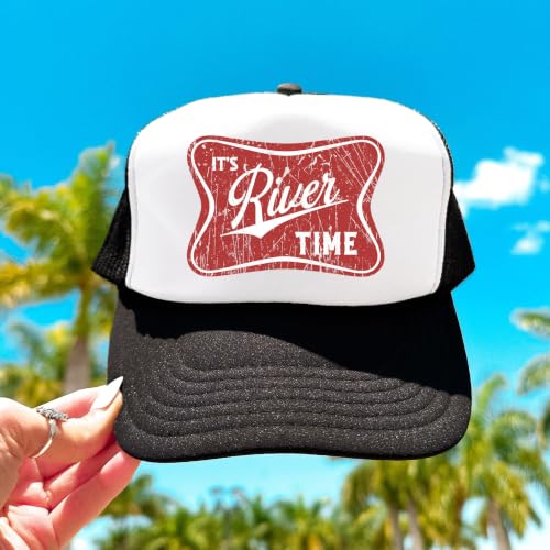 Image of It's River Time Trendy Summer Trucker Hat Classic 5 Panel Mesh Snap Back Trucker Hat