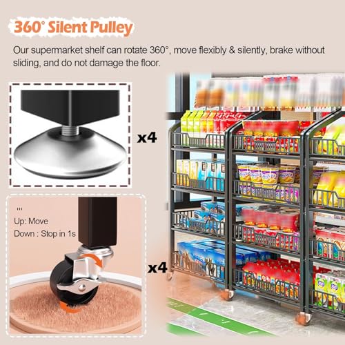 Estante de exhibición minorista de 4 capas para almacenamiento comercial de refrigerios negro 6