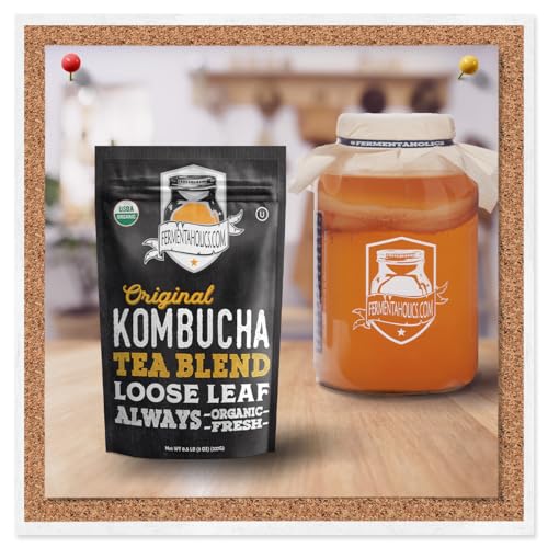Fermentaholics USDA Certified Organic Kombucha Tea Blend 4 oz | Makes 11 Gallons | Kosher Certified | Organic Black and Green Tea Blend | Loose Leaf