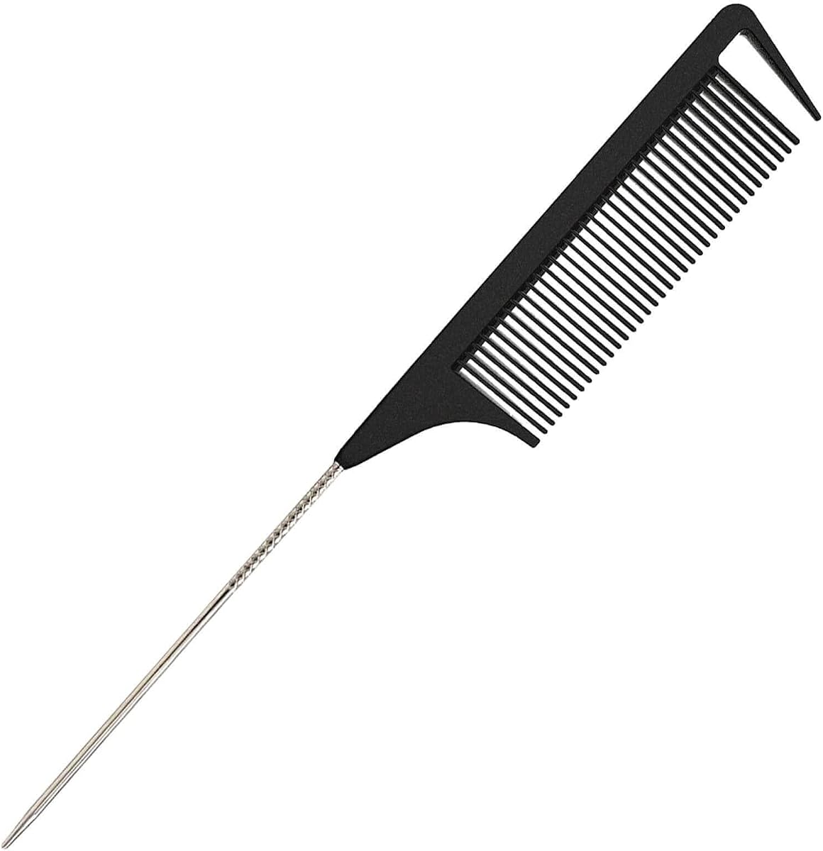 Yumflan Hair Comb, Rat Tail Comb for Braiding Hair, Fine Tooth Hair Comb with Stainless Steel Pintail for Sectioning, Parting and Styling - Black | Fine Teeth, Precise Hair Sectioning, Braiding, Weaving, Hair Coloring, Lightweight, Comfortable Grip
