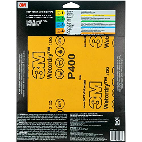 Image of 3M Wetordry Sandpaper, 32038, 400 Grit, 9 in x 11 in, 5 Sheets Per Pack