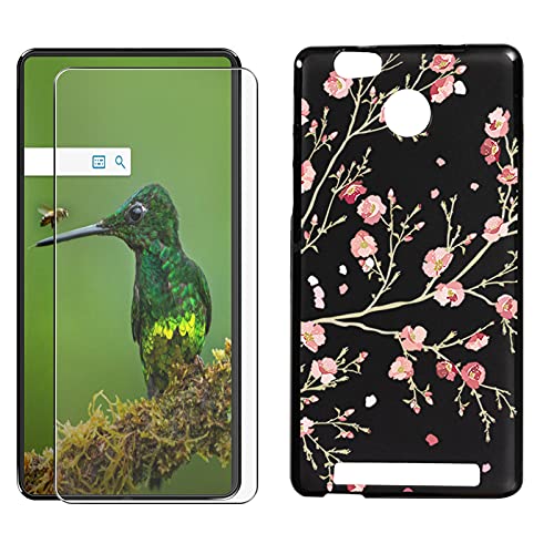 JIENI pour Leagoo Shark 1 (6.0') Coque Cover + Verre trempé Protecteur, Souple Black Housse Étuiss Silicone TPU Case + 9H Verre écran Film Protection - Le carthame