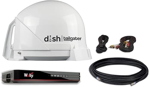 Miniatura 2 de KING DT4450 DISH Tailgater Bundle  Antena de TV satelital portátilmontable en techo y receptor DISH Wally HD, blanco, satélites de arco occidental y