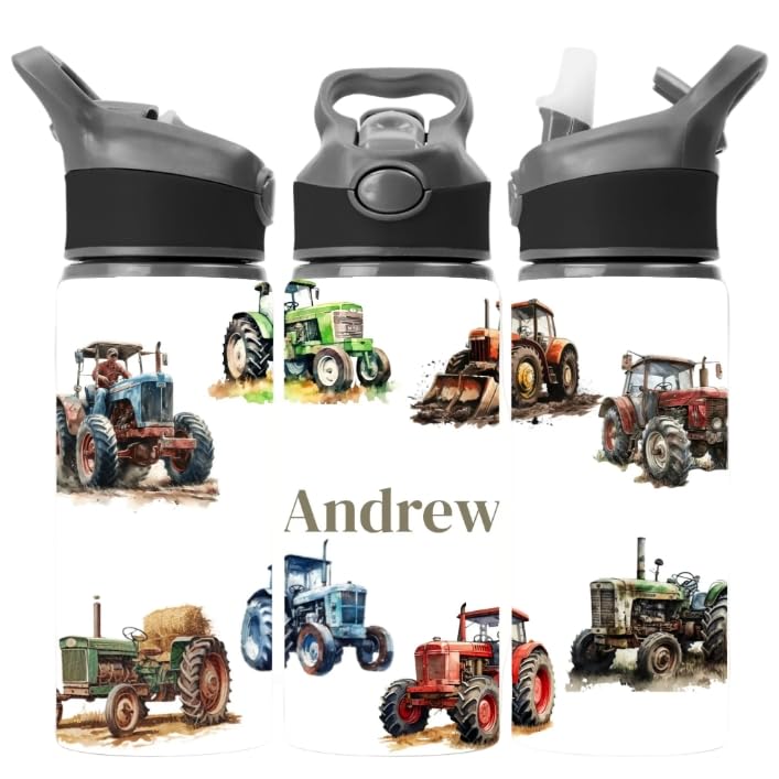Tractor Personalised Water Bottle 650 ml (Green)