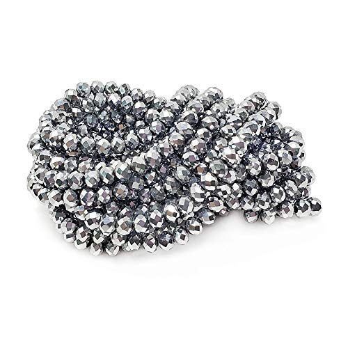 Image of 6mm Rondelle Glass Beads for Jewelry Making, Faceted Briolette Crytal Spacer Beads for Bracelet Necklace Earring, Translucent Silver 720pcs