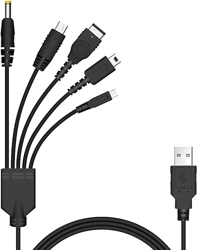 Xahpower Cable de carga USB 5 en 1 para Nintendo NDS LiteWii UNew 3DS (XLLL), 3DS (XLLL), 2DS, DSi (XLLL), NDSGBA SP (Gameboy Advance sp), PSP 1000