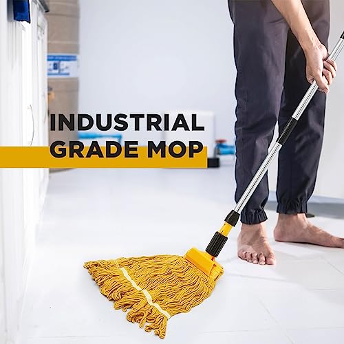Image of Thyle 6 Pack Stainless Steel Commercial Mop Handle for Floor Cleaning, 3 Section Replaceable Mop Stick Replacement with Jaw Clamp, Heavy Duty Replacement Pole for Home Garage Office, 55 Inch