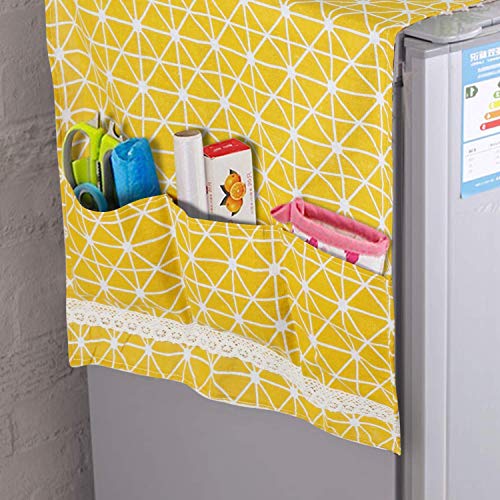 Image of HOKIPO Fridge Cover Top with Pockets, 130 x 55 cm, Yellow