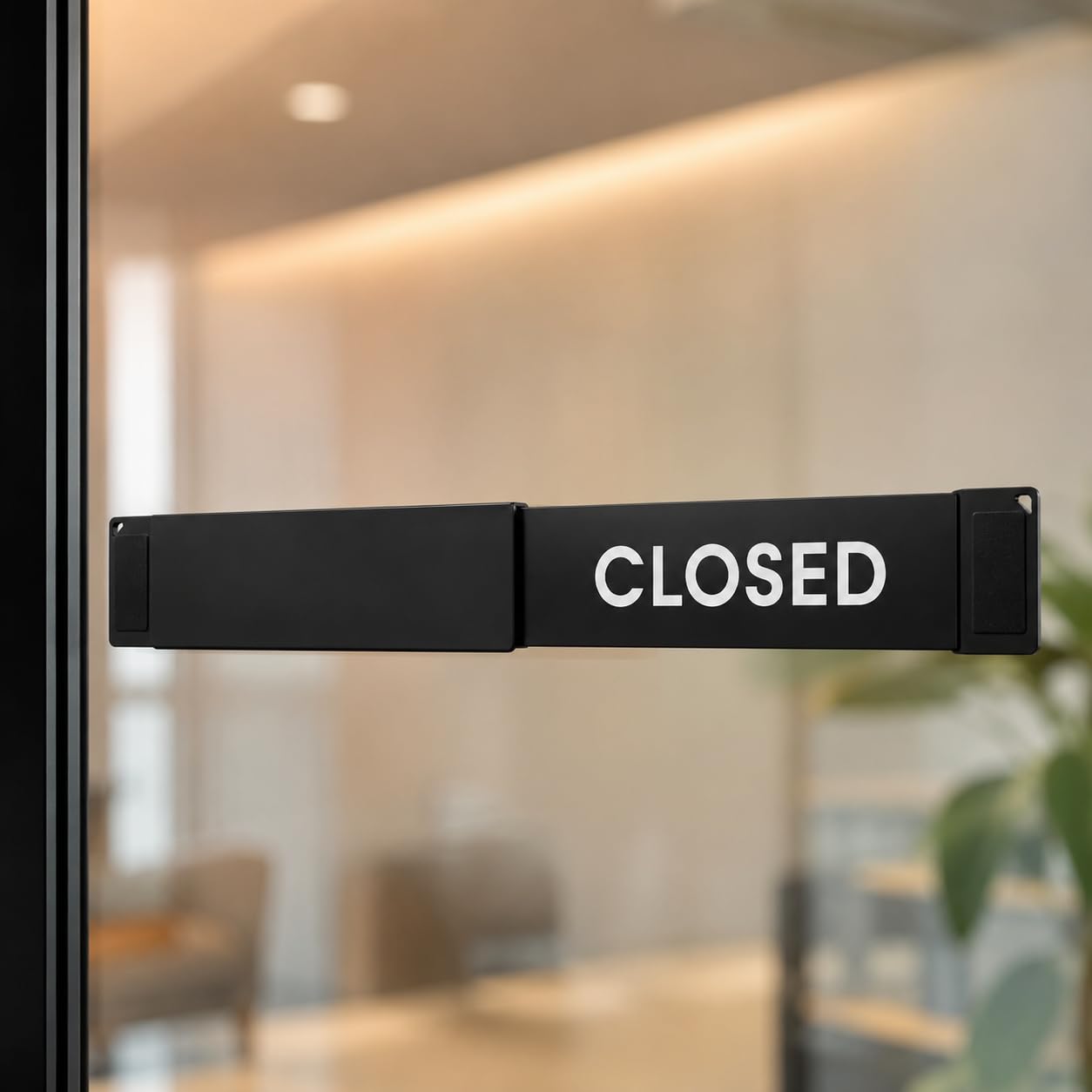 Sliding Open Closed Sign for Glass Door, 15.75 Inch Metal Door Status Sign