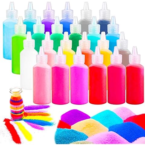 Niurewan 24 PCS Art Sand,1.25oz Bottles,DIY Sand Arts and Crafts Kit,Scenic Sand for Kids,Colored Sand Kit for Wedding Decor,Painting,Crafts Cover