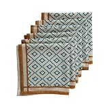 HOME WIBE Handblock Print Patterned Cotton Cloth Napkins Set of 6, Washable, Reusable Napkins for Cocktail Parties, Home, Restaurant, Hotel, Event & Everyday Lunch, Dinner, 18' x 18'