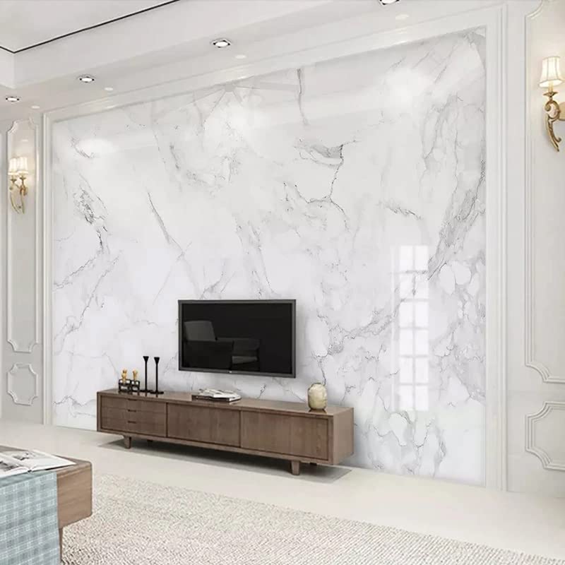 Custom Size Wall Murals，Modern White Marble Texture，Removable Peel and Stick Self-Adhesive Wall Murals Large Photo Wallpaper