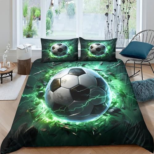 Housse de couette foot 200x200 parure de lit microfibre 3D pour fille et ado
