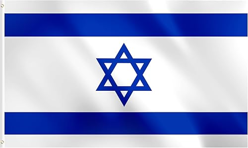 Bandera de Israel de 3 x 5 para exteriores, bandera azul y blanca de la estrella de David, bandera nacional israelí con ojales de latón para el Día