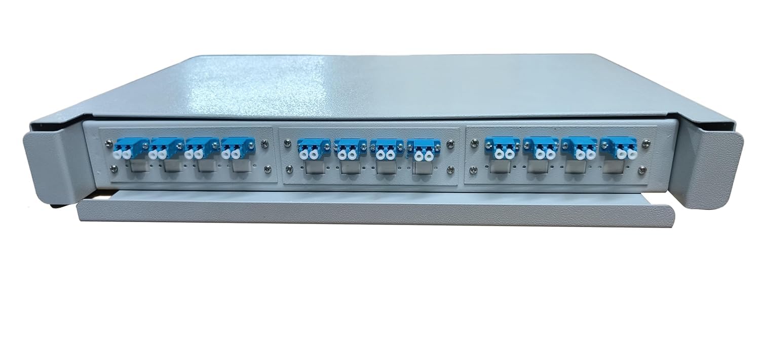 RAMEX 24-Port LC/PC Rack Mount Steel Fiber Distribution Box, Black, Compatible with Server, 19 Inches