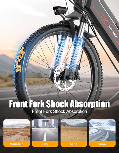 Image of Electric Bike for Adults, 1500W Peak E bike with 48V 12Ah Internal Removable Battery, 26 inch Electric Bicycle Up to 25MPH, 65 Miles Long Range, 5 Modes & 7 Speeds, Lightweight Cruiser E-bike for Commute