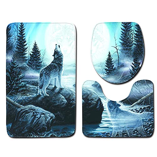 Ruiqas WC-Vorleger-Set 3-teilig WC-Vorleger WC-Vorleger Deckelbezug Badematte Langlebig für Waschraum Badezimmer WC – Bild 7