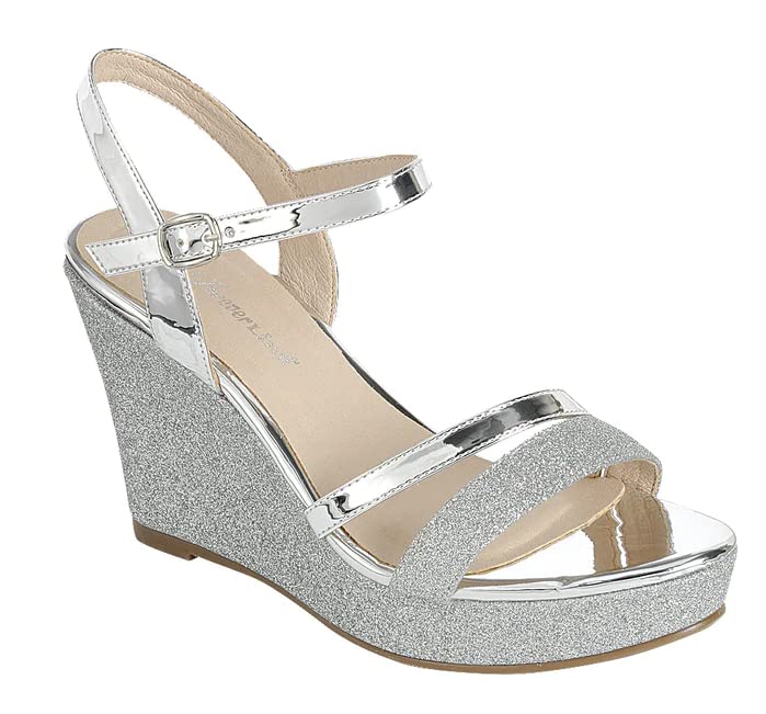 ForeverFQ22 Women's Glitter Strappy Wrapped Wedge Heel Platform Sandals