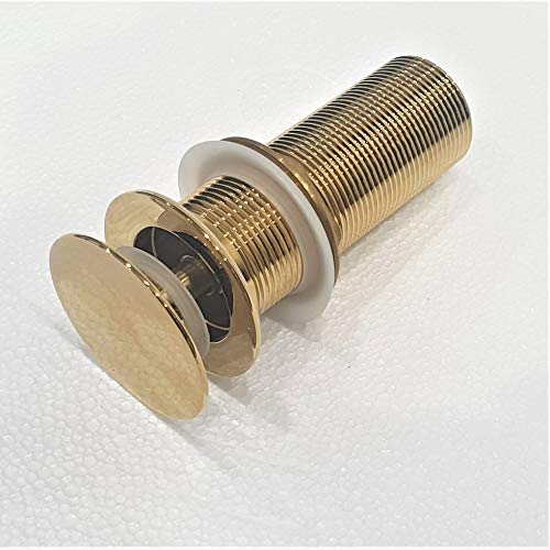 Image of InArt Golden Finish Pop-up Brass Basin Drainer /Waste Coupling /Waste Kit for Bathroom Wash Basin /Vessel Sink Gold Color 5 Inch Brass Full Threaded Pop Up Waste Coupling 32 MM