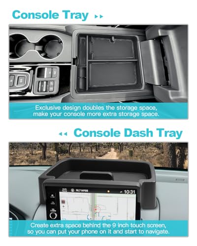 Image of CDEFG 2PCS Compatible with 2023-2025 Honda Pilot Center Console Organizer & 9-Inch Screen Organizer for 2023 2024 2025 Honda Pilot Accessories Middle Console Tray & Behind-Screen Dash Storage Box