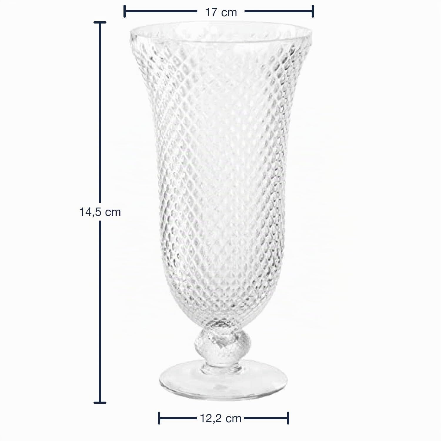 LEONARDO HOME Poesia Dekovase aus Glas auf Fuss, handgefertigte Deko-Vase mit eltegant strukturierter Oberfläche, Klar, Höhe: 35,4 cm, 2,9 l, 076434