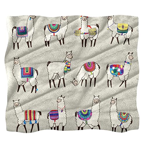 Couverture Polaire Décorative Lama Moelleuse pour Canapé