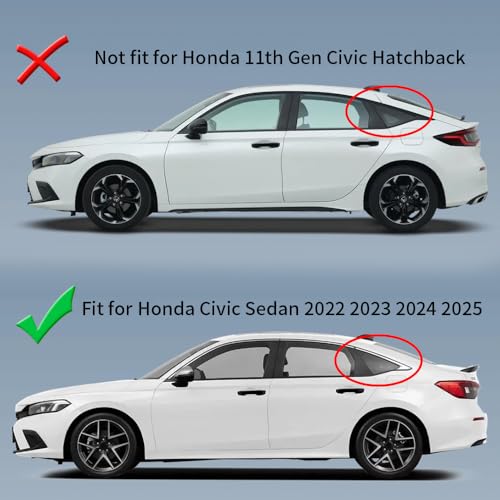 TKREENO for Honda 11th Gen Civic Sedan 2022-2026 Rear Side Window Louver by TKREENO - Image 2