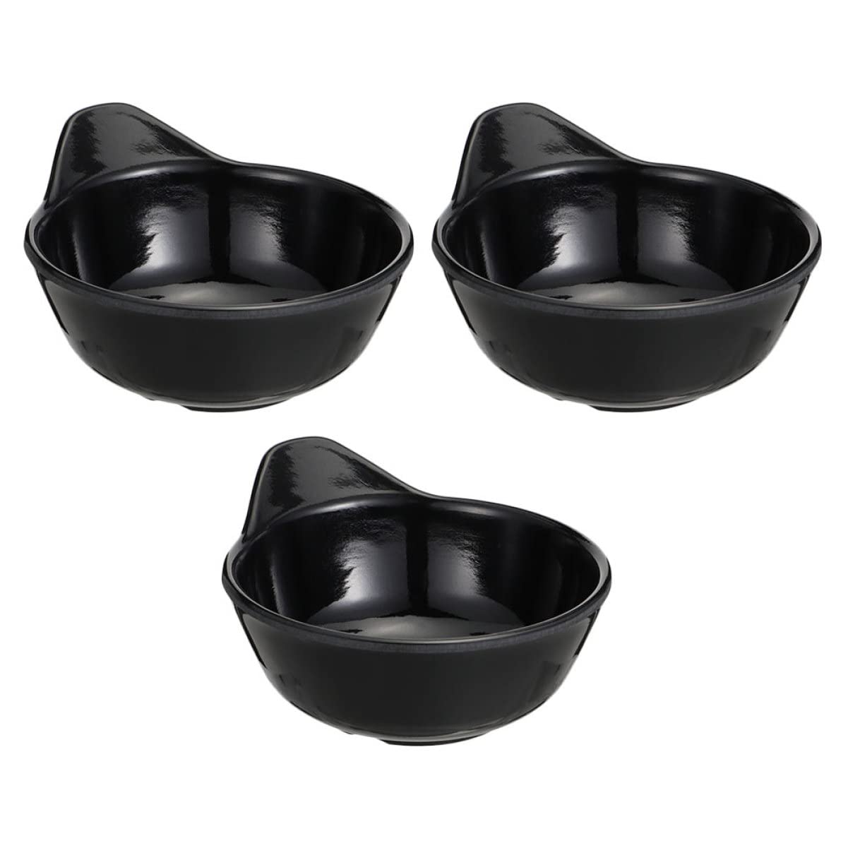 COLLBATH 3pcs Hot Pot Dip Bowl Dessert Bowls Condiment Bowl Condiments Server Dishes Soy Sushi Bowl Prep Bowl Sushi Sauce Dipping Bowl Household Dipping Dish Mini Food Bowl Black Melamine