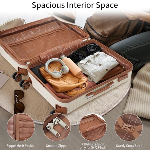 espidoo 4 Piece Luggage Set: ABS Hard Shell Lightweight Suitcase - Expandable with TSA Lock & Spinner Wheels - Travel Set for Family Trip - 16/20/24/28 inch3