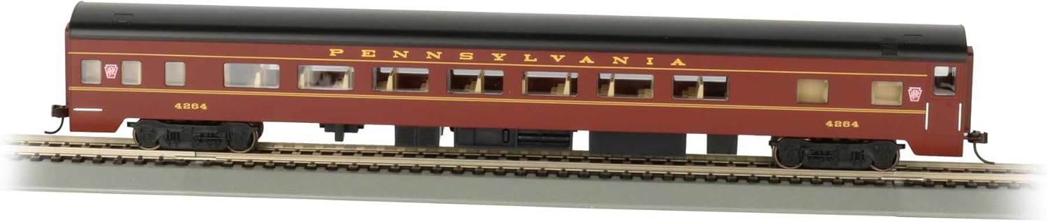 Bachmann Industries PRR Smooth-Side Coach Car with Lighted Interior (HO Scale), 85'