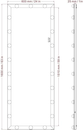 Miniatura 2 de NewCosmos Espejo de tocador de longitud completa estilo Hollywood con bombillas LED para dormitorio hotel pared larga espejo de cuerpo completo