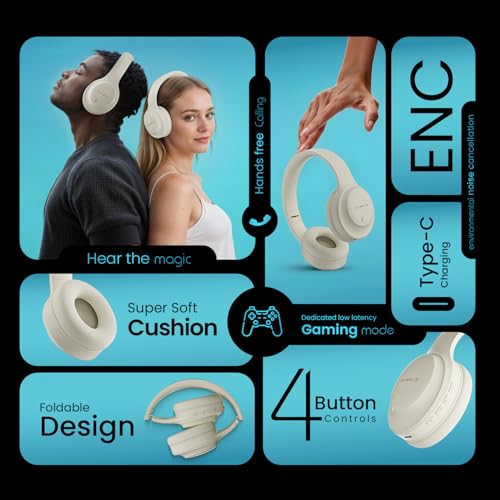 HAMMER Store HAMMER Vibe ENC Bluetooth Headphones, Beige - Image 3