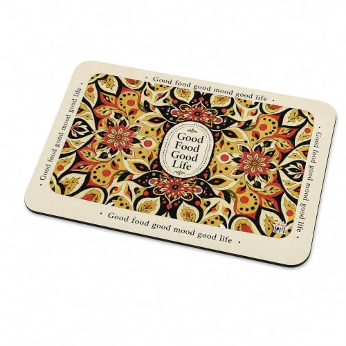 Image of LUXE HOME INTERNATIONAL Dish Dry Mats for Kitchen Counter, Rubber Quick Dry Mat for Kitchen Utensils, Mandala Floral Pattern Smooth Absorbent Placemat, 35x55 cm, Flower Yellow, Pack of 1