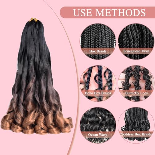 French Curl Braiding Hair 24 Inch 8 Packs Pre Stretched Loose Wave Bouncy Braiding Hair Spanish Curly Ends Synthetic Hair Extensions for Braiding(1B/33/30) - Image 4