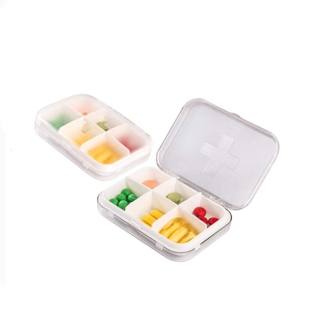 El pastillero a prueba de humedad se puede utilizar en carteras y bolsillos Organizador semanal de pastillas con diseño a prueba de humedad 6 rejillas naranja × 2