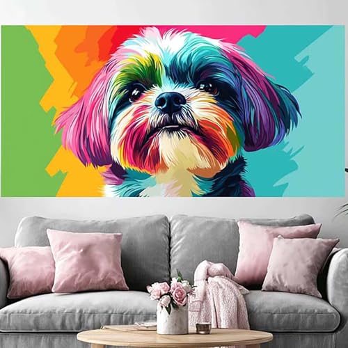 DIY peinture diamant chien mignon 80x240cm pour sublimer votre décoration de salon