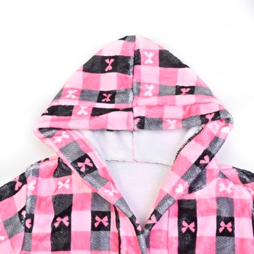 Image of Jxstar Girls Bathrobes Kids Long Hooded Robes Plush Full Length Coral Fleece Pajamas Sleepwear