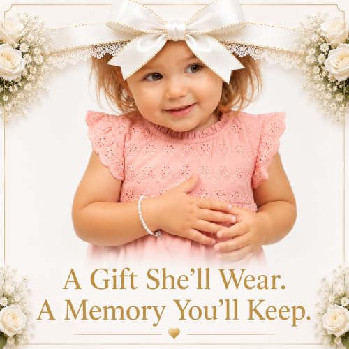 Image of Baby Bracelets for Infant Girls, White Pearl Baby Girl Jewelry Gift