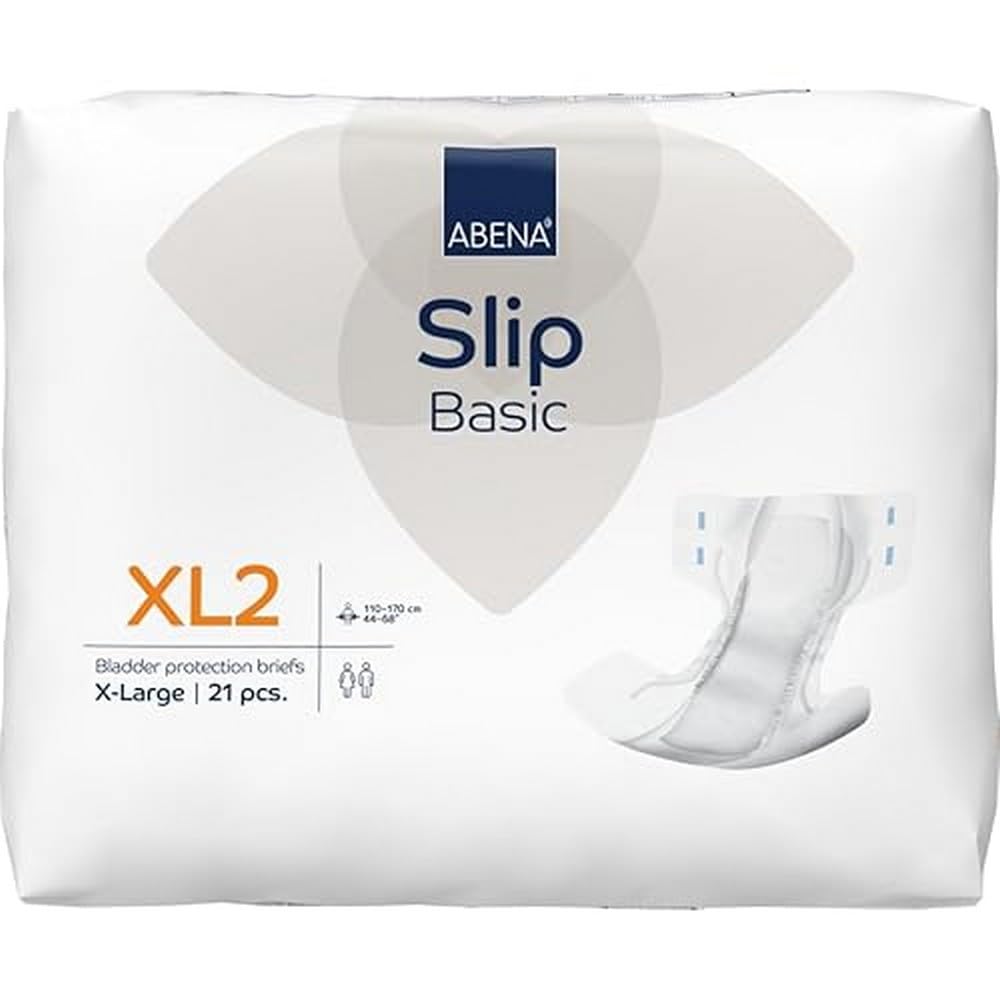 ABENA Slip Basic XL2 | Pack of 21 | Incontinence Pads Women & Men with an Absorbency of 3300ML | Fast Absorbing Adult Nappies with a Odour Control System. ABENA Incontinence Pads Hip Size 110-170cm.