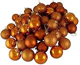 60ct Burnt Orange Shatterproof 4-Finish Christmas Ball Ornaments 2.4