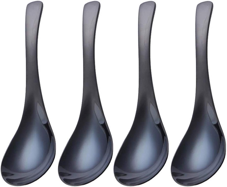 Scoop Color Mirror Stainless Steel Table Spoons Thick Heavy-Weight Soup Spoons, Table Spoons, Set of 4 Soup Spoon (Color : D, Size : M)