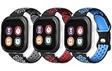 Mengudig 3 Pack Rainbow Bands Compatible for Gizmo Watch 3/2/1, Gabb Watch 3/2/1, Syncup Watch 2/1, 20mm Soft Breathable Waterproof Silicone Sport Band for Kids Boys Girls