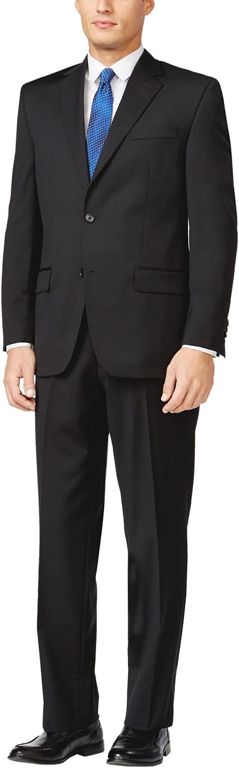 Mens Solid Black Two Button Formal Suit