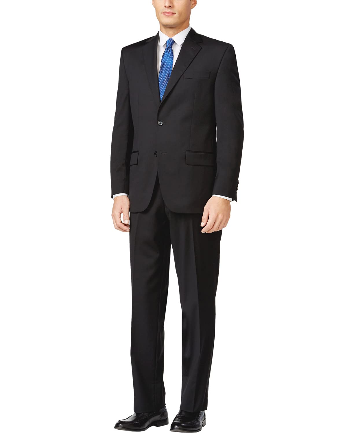 Mens Solid Black Two Button Formal Suit