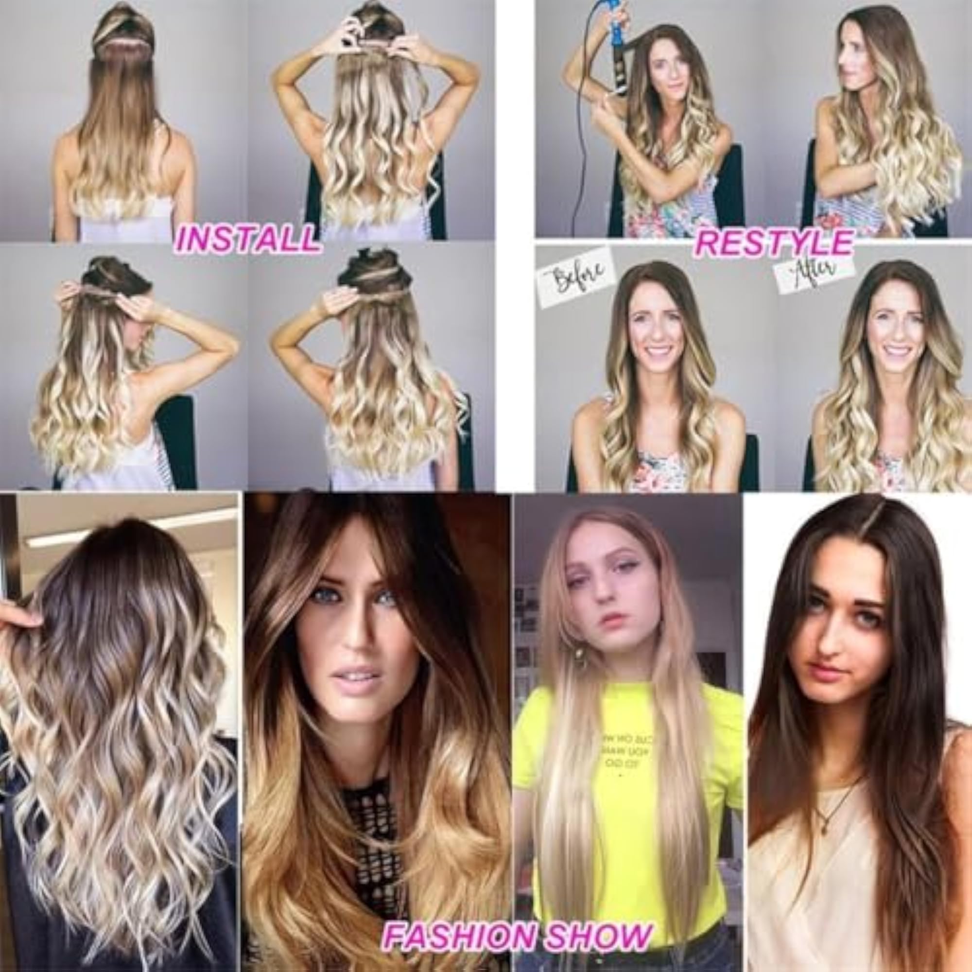 Women's 22 Inch Brown Ombre Highlight Clip-In Hair Extension